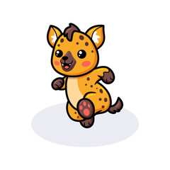 Cute baby hyena cartoon running