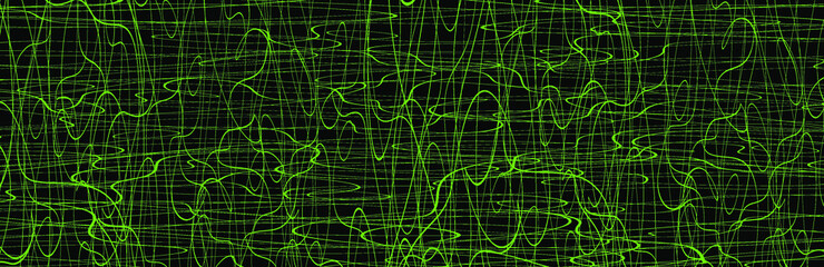 Green chaotic lines background. Hand drawn lines. Tangled chaotic pattern. Vector illustration.