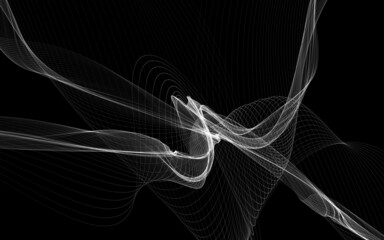 Dark abstract background with a glowing abstract waves