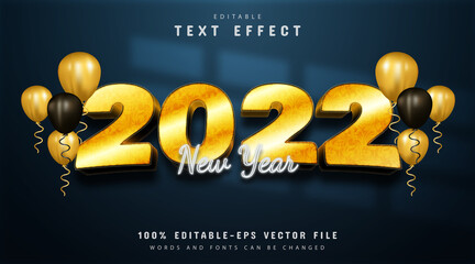 New year 2022 text effect golden style