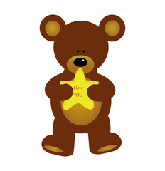teddy bear cartoon with congratulations in eps