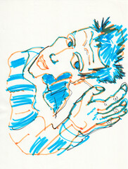 man drawing hand drawn illustration,art design