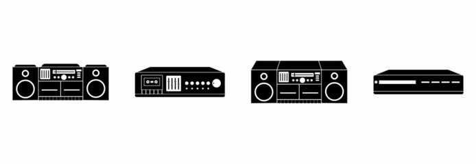 tape recorder icon set, tape recorder icon set, music player vector set