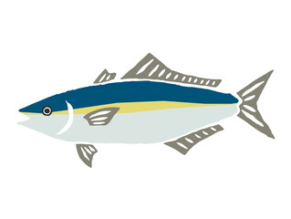 ブリ　レトロなベクターイラスト