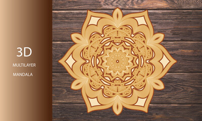 background with golden ornament. 3d multilayer floral mandala wall decoration, home decoration....