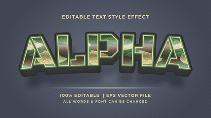 Alpha military 3d text style effect. Editable illustrator text style.