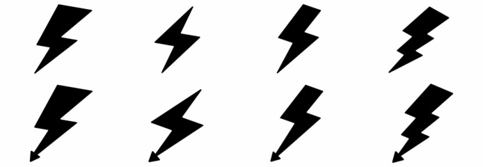 thunder lighting icon set, power lighting icon set vector sign symbol