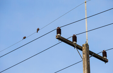 power lines and blue sky