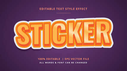 Sticker 3d Text Style Effect. Editable illustrator text style.