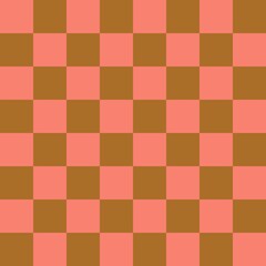 Checkerboard 8 by 8. Brown and Salmon colors of checkerboard. Chessboard, checkerboard texture. Squares pattern. Background.