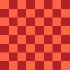 Checkerboard 8 by 8. Fire brick and Tomato colors of checkerboard. Chessboard, checkerboard texture. Squares pattern. Background.