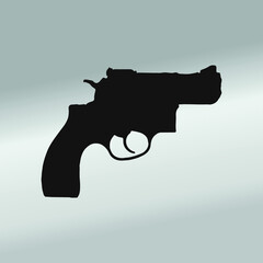 handgun revolver silhouette flat vector illustration