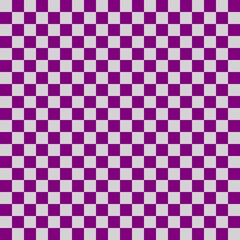 Two color checkerboard. Purple and Light grey colors of checkerboard. Chessboard, checkerboard texture. Squares pattern. Background.