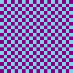 Two color checkerboard. Purple and Sky blue colors of checkerboard. Chessboard, checkerboard texture. Squares pattern. Background.