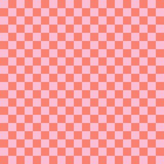 Two color checkerboard. Salmon and Pink colors of checkerboard. Chessboard, checkerboard texture. Squares pattern. Background.