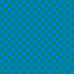 Two color checkerboard. Teal and Blue colors of checkerboard. Chessboard, checkerboard texture. Squares pattern. Background.