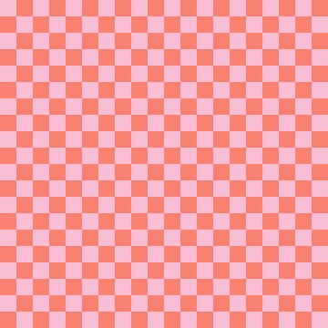 Two color checkerboard. Salmon and Pink colors of checkerboard. Chessboard, checkerboard texture. Squares pattern. Background.