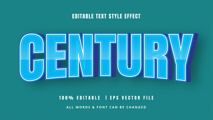Century Vintage Retro 3d Text Style Effect. Editable illustrator text style.