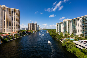 Fototapeta premium Aerial photo Intracoastal Waterway Miami Aventura