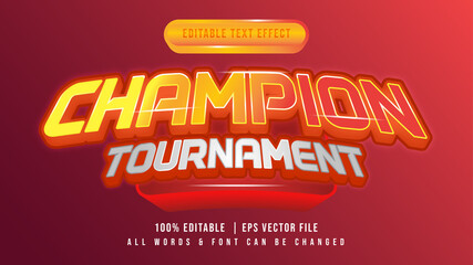 Champion Tournament Shiny 3d Text Style Effect