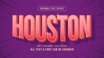 Houston Vintage Retro 3d Text Style Effect. Editable illustrator text style.