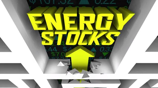 Energy Stocks Rising Share Prices Increase Utility Power Sector Industry 3d Animation