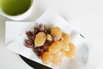 ティータイム　日本茶　和菓子甘納豆