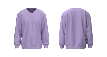 Oversized sweatshirt mock up in front, and back views. 3d rendering, 3d illustration