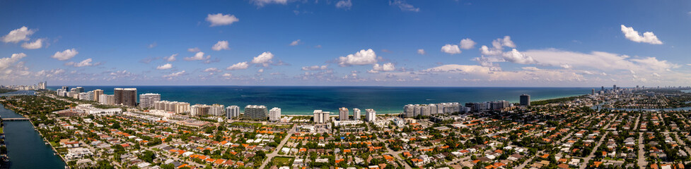 Aerial panorama of Surfside Miami Beach FL