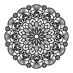 Circular pattern in the form of mandala with flower for henna mandala tattoo decoration