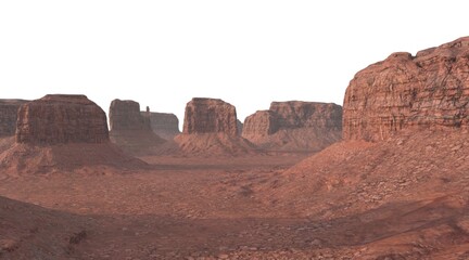 Fototapeta na wymiar Canyon 3d illustration isolated on white background