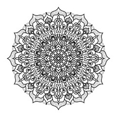 Circular pattern in the form of mandala with flower for henna mandala tattoo decoration