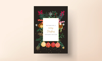 merry christmas card with beautiful christmas ornament