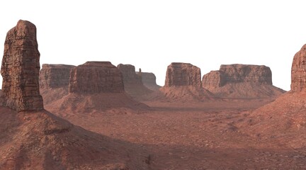 Fototapeta na wymiar Canyon 3d illustration isolated on white background