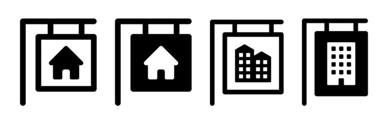 House for rent sign icon. Real estate advertisement symbol vector illustration.