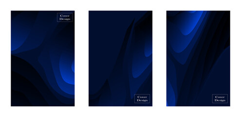 Set of blue cover background vector