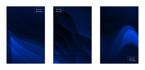 Set of blue cover background vector