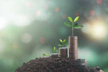 concept of saving money business investment make more income like the growth of a tree
