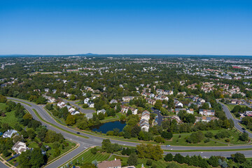 Aerial view of the Ashburn Farm subdivision in Ashburn, Loudoun County, Virginia.