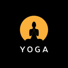 Yoga Sunset Icon Logo Design template