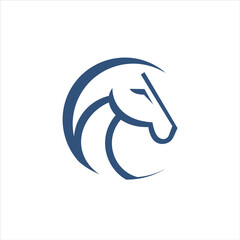 creative simple logo design letter C horse