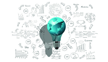 Light bulbs world ,for success,plan,think,search,analyze,communicate, futuristic idea innovation technology modern.vector