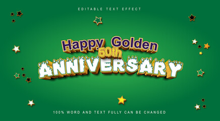 editable happy golden 50th anniversary text effect.typhography logo