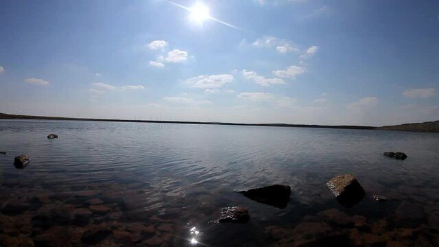 peaceful lake shot with fish eye lens 