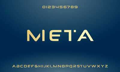 Meta, bold elegant alphabet letters. premium typography uppercase outer space. vector illustration.