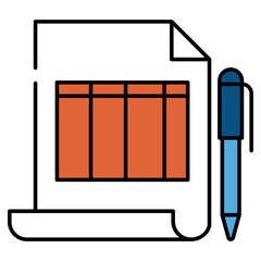 A flat design icon of paper pencil