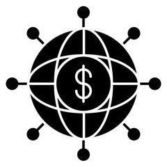 Dollar on globe, vector design of global money