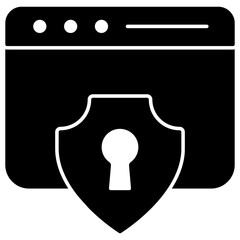 Web page with shield, solid design of web security