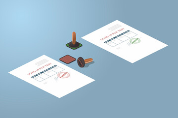 Coronavirus Covid-19 testing results isometric illustration