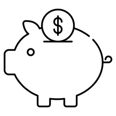 Dollar with penny showcasing piggy bank savings icon